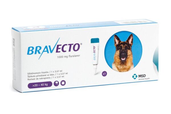 Bravecto Spot-On (fluralaner) for dogs 20-40 kg weight more than 1 pipette