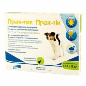 Prac-Tic (Pyripole) Flea & Tick Treament for Small Dogs 4.5-11kg - 3 Pipettes