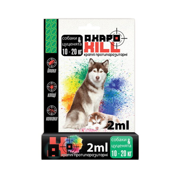 AkaroKILL (fipronil, cyfluthrin, pyriproxyfen) Flea & Tick Drops for dogs 10-20 kg