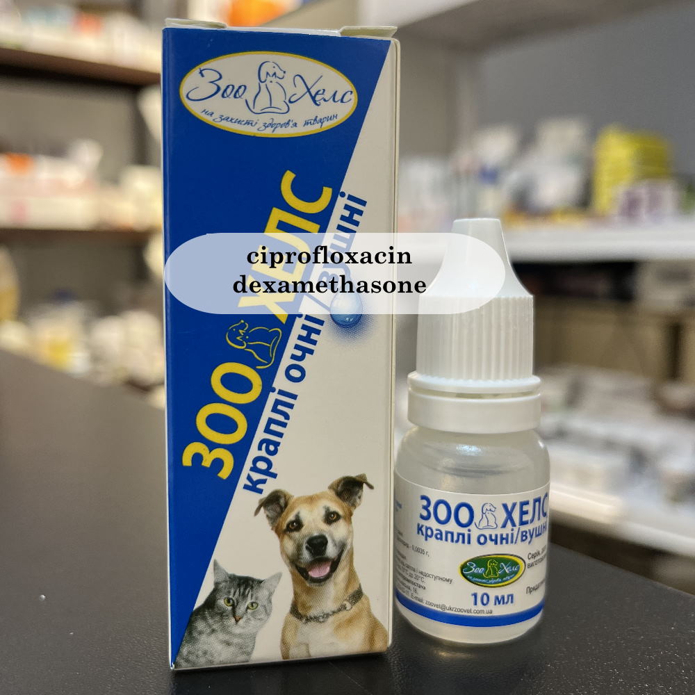 Eye Ear Drops ZooHels ciprofloxacin dexamethason 10 ml Loopyvet