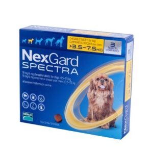 NexGard Spectra treatment of flea, tick and worm for dogs 3.5-7.5 kg 3 tablets