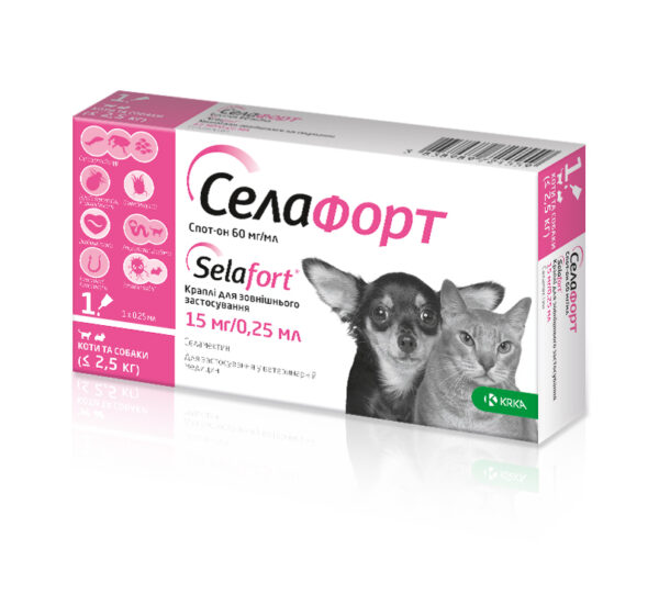 Selehold/Selafort (selamectin) 15mg Spot-On for Cats, Dogs up to 2.5 kg - Pipettes (revolution, stronghold analog)