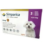 Simparica (Sarolaner) 10 mg tablets fleas and ticks control for dogs 2.5kg - 5kg 3 tab.